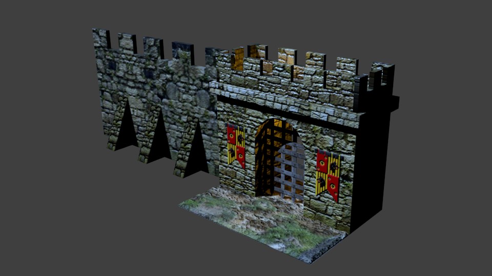 Medeval Gastle Gate And Wall Section preview image 1